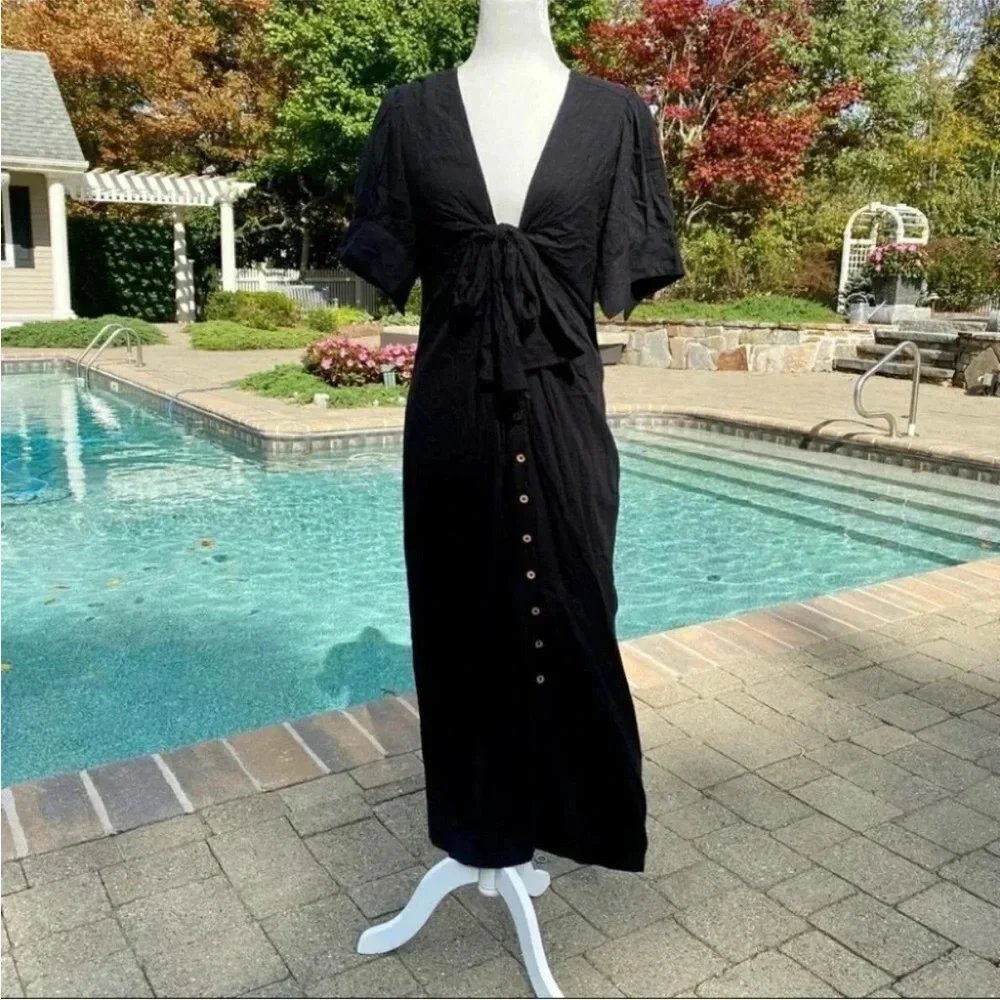 Free People Vintage Summer Midi Dress black XS NEW WITH TAGS NWT
